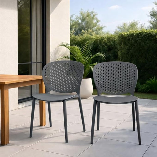 2xhome Set of 4 Patio Dining Chairs | Modern Stackable Outdoor Pool Side Chair - Image 2