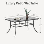 PHI VILLA 6-Person Outdoor Metal Steel Slat Dining Rectangle Table - Image 3