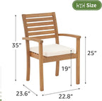 OC Orange-Casual Stackable Patio Dining Chairs Set of 6, Outdoor Acacia Wooden - Image 3