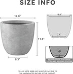 Kante 14 Inch Dia Round Concrete Planter, Indoor Outdoor Large Plant Pot - Image 2