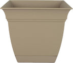 The HC Companies Eclipse Square Plastic Planter w/Attached Saucer by TheHCCompanies