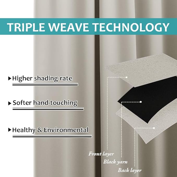 NICETOWN Outdoor Curtains for Patio Waterproof, Rustproof Grommet Room - Image 4