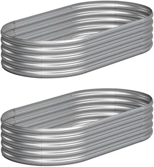 2PCS 4x2x1FT Galvanized Raised Garden Bed Kit, Vegetable Boxes-Oval Metal by Yortrek