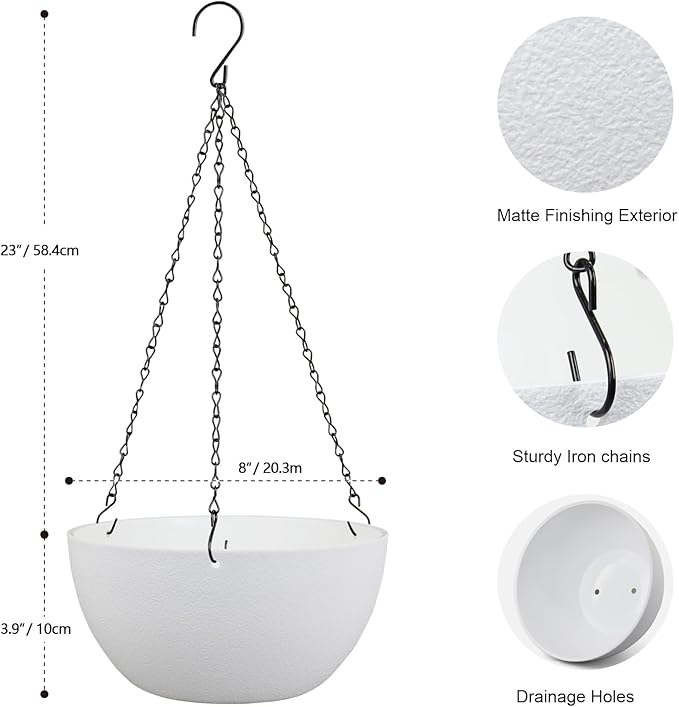 8 inch Small Hanging Planters for Indoor Outdoor Plants, 2 Pack Hanging Flower - Image 2