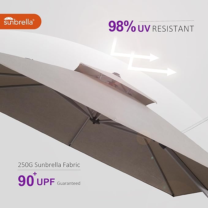 PURPLE LEAF 9' X 12' Cantilever Outdoor Patio Umbrella Large Heavy Duty 360° - Image 5