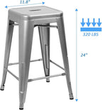 Devoko Metal Bar Stools 24" Indoor Outdoor Stackable Barstools Modern Style - Image 7