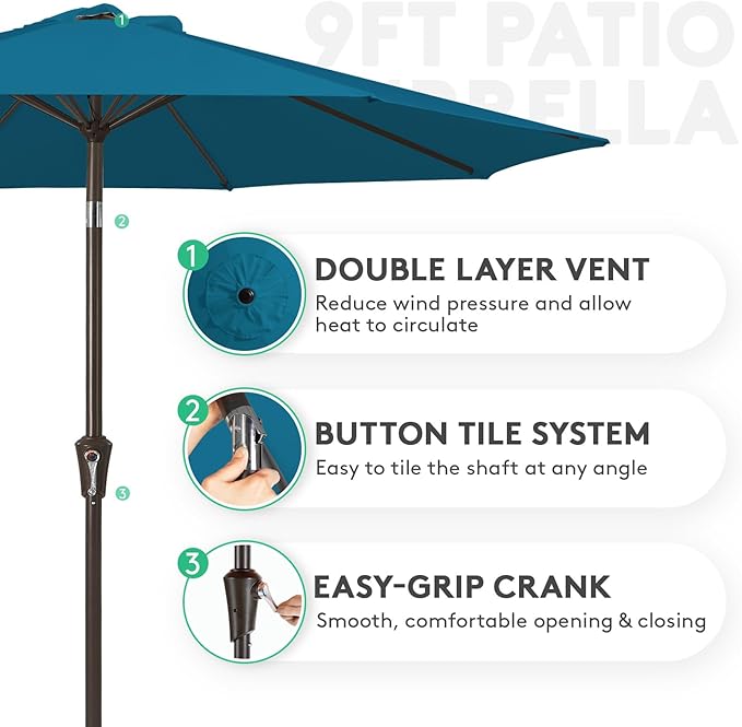 JEAREY 9FT Outdoor Patio Umbrella Outdoor Table Umbrella - Image 2
