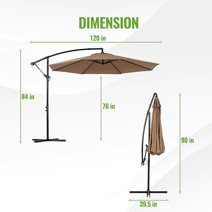 Backyard Expressions 10FT Cantilever Patio Umbrella – Outdoor Offset Hanging - Image 2