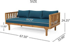 Merax Outdoor 3 Seater Daybed, Acacia Wood Day Bed Couch Sofa - Image 3
