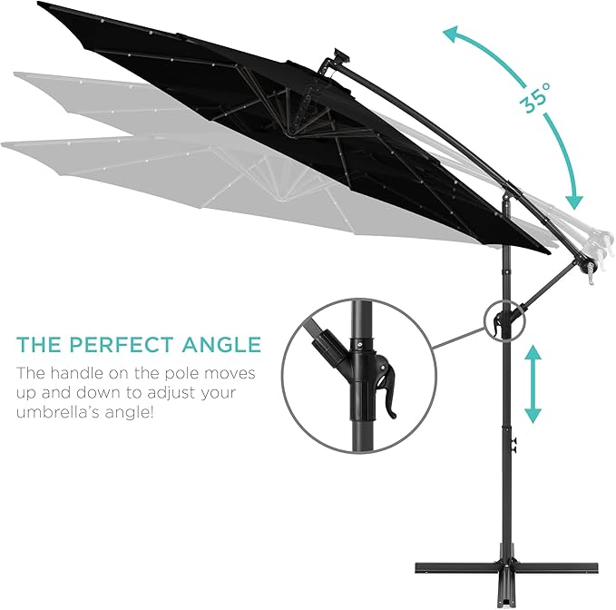 Best Choice Products 10ft Solar LED Offset Cantilever Hanging Market Patio - Image 4