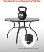 VEVOR Outdoor Patio Dining Table, 47 inch Round Metal Steel Slat Backyard - Image 6