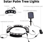 Solar Palm Tree Lights Outdoor, 2000MAH Ring LED Landscape Uplights - Image 2
