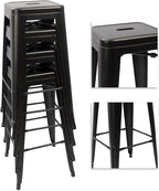 Devoko Metal Bar Stools 30" Indoor Outdoor Stackable Barstools Modern Style - Image 4