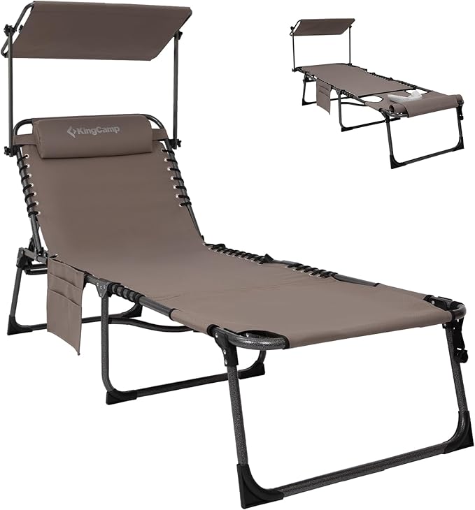 KingCamp Tanning Chair with Face Hole, Lounge Chairs Outdoor Folding Comfy by KingCamp