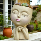 Face Head Planter, Funny Heads Plant Pots, Cute Girl Faces Plant Pot, - Image 5