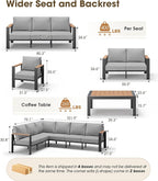 Aluminum Outdoor Patio Furniture 3 Seats, All-Weather Outdoor Patio Sofa - Image 3