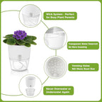 6 Pack Self Watering Pots for Indoor Plants, PlanterHoma 3.2/4/6 Inch Plant Pot - Image 6