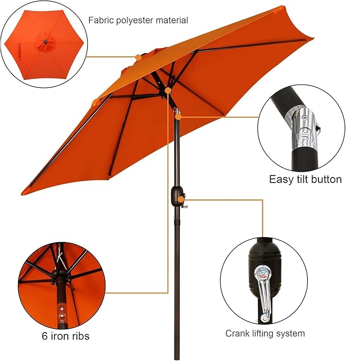 Blissun 7.5 ft Patio Umbrella, Yard Umbrella, Outdoor Market Umbrella - Image 2