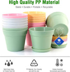 WOUSIWER 16 Pack 6 inch Plastic Planters, Indoor Flower Pots, Heavy Duty and - Image 5