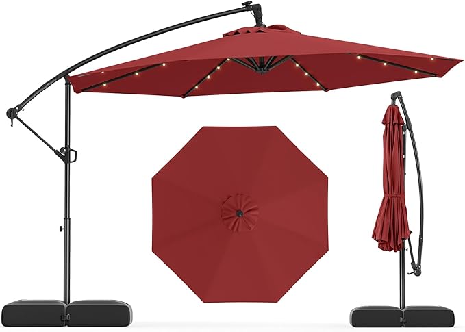 Tangkula 10ft Solar LED Patio Umbrella by TANGKULA
