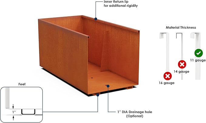 Plantercraft Extra Large Corten Steel Planter – 48x24x30 Large Rectangular - Image 3