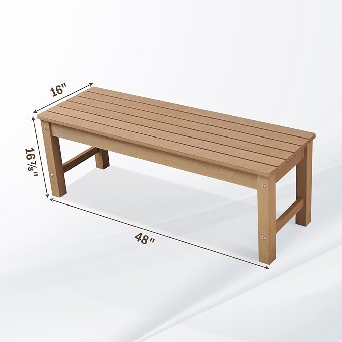 Psilvam Outdoor Bench, Two Person Poly Lumber Porch Bench, Weatherproof Garden - Image 3