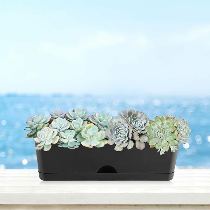 6 Pack Rectangle Planter 16x4.4 Inch Window Boxes Planters Rectangular Large - Image 7