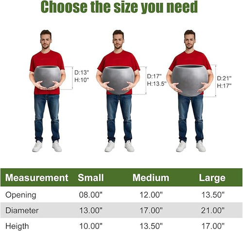 13.5 H x 17" Dia Round Fiberstone Planter - Image 2