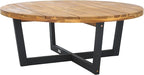 SAFAVIEH Outdoor Collection Leo Natural/Black 4-Leg Round Coffee Table - Image 4
