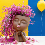 Face Flower Pot Head Planter, Girl Heads Flowerpot, Lady Faces Plant Pot by LovTocTic