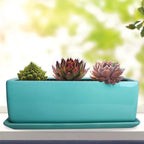 Vencer 14 Inch Rectangular Modern Minimalist Ceramic Succulent Planter Pot - Image 5