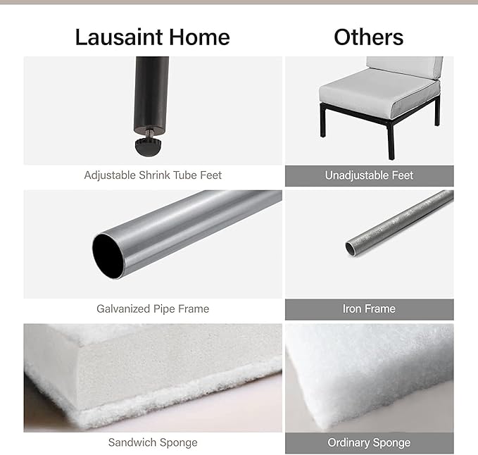 LAUSAINT HOME Outdoor Patio Furniture, 8 Piece Outdoor Sectional Sofa PE Rattan - Image 6