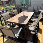 70" Patio Outdoor Dining Table for 4-6, Weather-Resistant Wood-Grain Top - Image 2