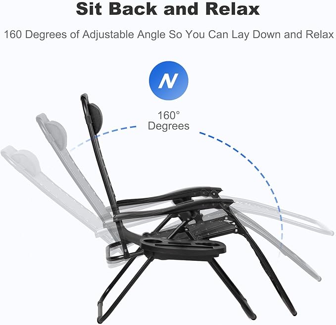 Nazhura Set of 2 Relaxing Recliners Patio Chairs Adjustable Steel Mesh Zero - Image 4