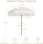 AMMSUN Boho Fringe Umbrella Outdoor Patio, 6.5ft UPF50+ Picnic Umbrella - Image 6