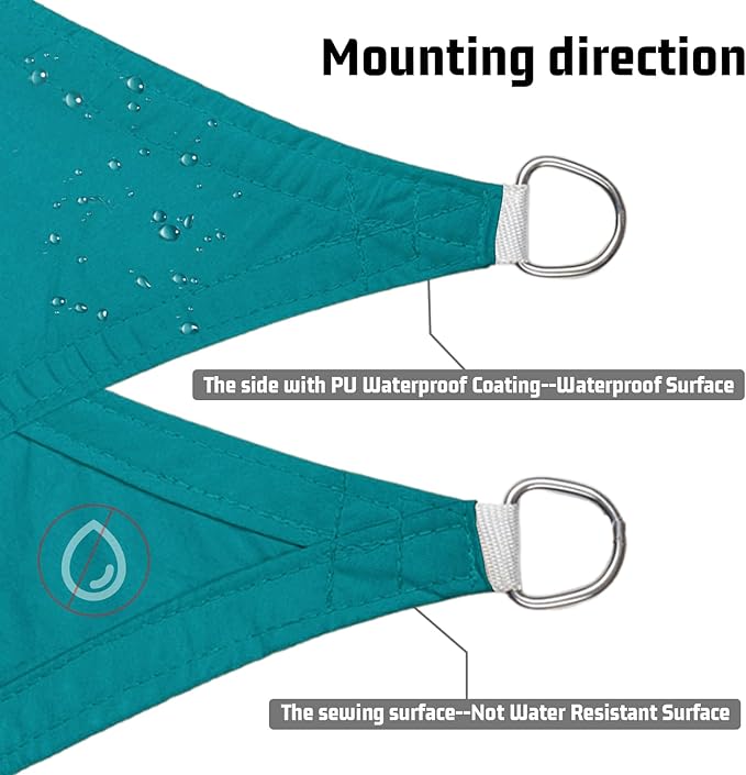 LOVE STORY Triangle 6'x6'x6' Waterproof Sun Shade Sail Canopy UV Block - Image 3