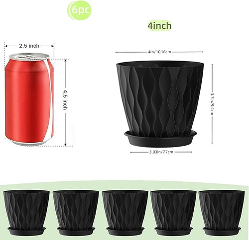 4 Inch Plant Pots, 6 Pack Indoor Flower Pots, Planters - Image 2