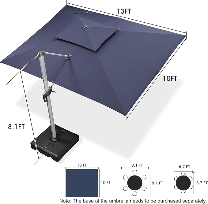 PURPLE LEAF 10' X 13' Patio Umbrella Outdoor Rectangle Umbrella Large - Image 3