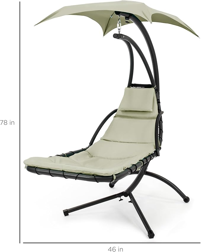 Best Choice Products Outdoor Hanging Curved Steel Chaise Lounge Chair Swing - Image 2