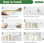 Curtain Rods for Windows 66 to 120, 1 Inch Adjustable White Extra Long Heavy - Image 9