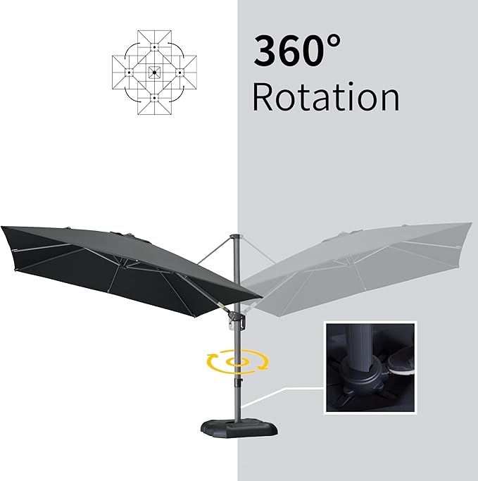 PURPLE LEAF 10' X 13' Patio Umbrella Outdoor Cantilever Rectangle Umbrella - Image 6