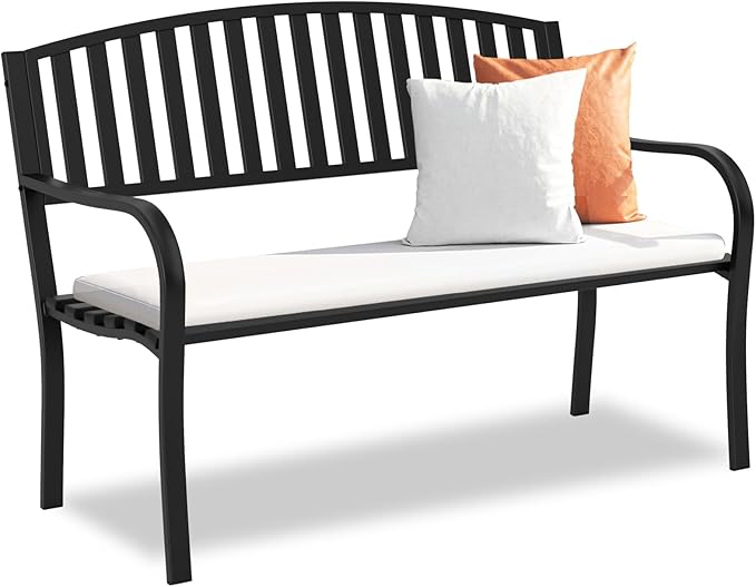 Outdoor Bench Garden Bench, Weatherproof Anti-Rust Heavy-Duty Outside Benches by Maemttes