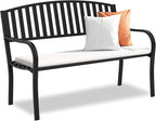 Outdoor Bench Garden Bench, Weatherproof Anti-Rust Heavy-Duty Outside Benches by Maemttes