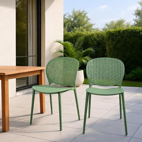 2xhome Set of 4 Patio Dining Chairs | Modern Stackable Outdoor Pool Side Chair - Image 2