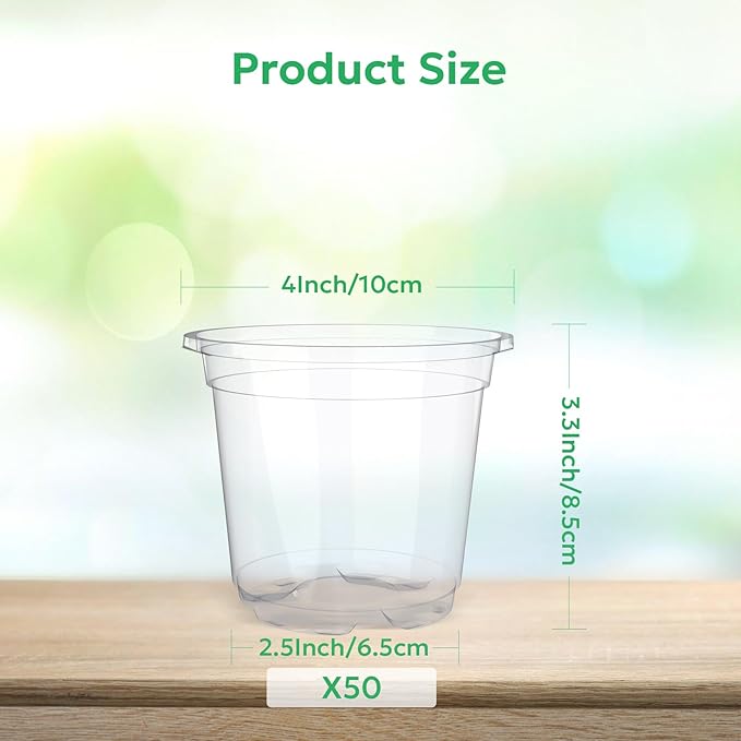 50 Packs 4 Inch Reinforced Clear Nursery Pots - Image 2