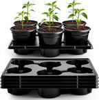 6 Inch Plastic Plant Pots 30 Pack and 6 Cell Nursery Pots Trays 5 Pack by RooTrimmer