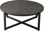 COSIEST Small Round Outdoor Coffee Table Dark Grey, Balcony and Living Room - Image 4