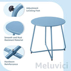 Patio Outdoor Side Table Waterproof Round Metal Steel Small Side Table Weather - Image 4