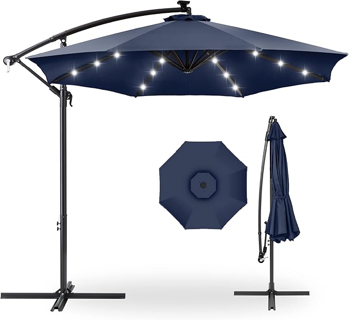 Best Choice Products 10ft Solar LED Offset Cantilever Hanging Market Patio by BestChoiceProducts