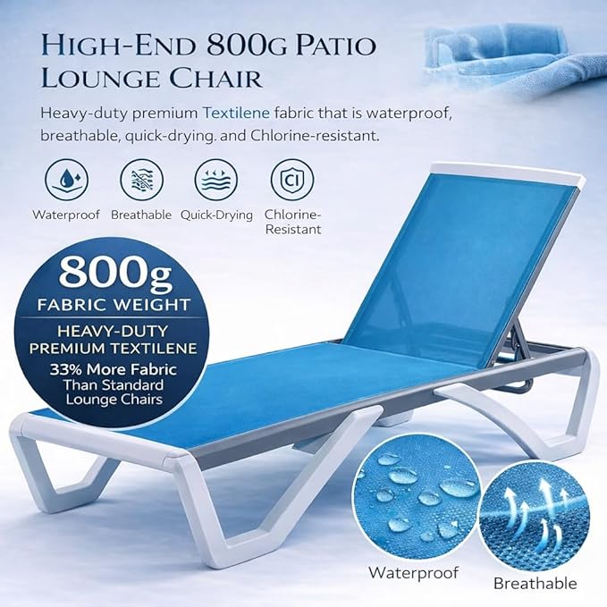 Kozyard Outdoor Chaise Lounge Chair, Full Flat Adjustable Patio Lounger - Image 3